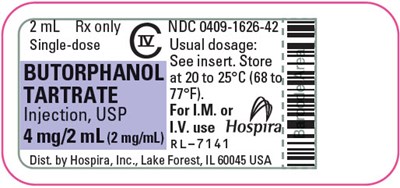 butorphanol-06.jpg PRINCIPAL DISPLAY PANEL - 4 mg/2 mL Vial Label - butorphanol 06
