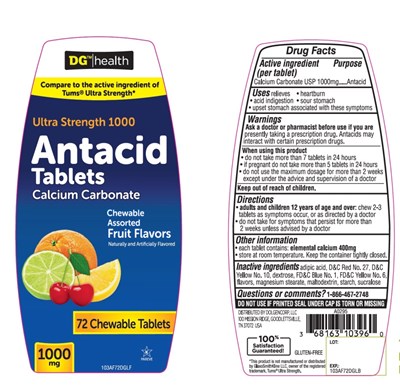 DG health Assorted Fruit Antacid 72 Chewable Tablets - 103AF72PVLFLB