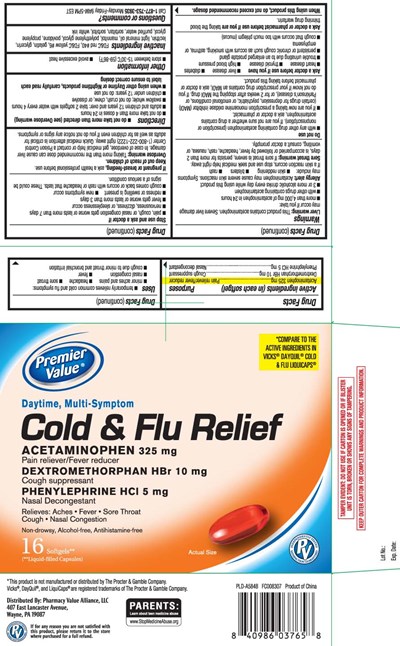 Acetaminophen 325 mg, Dextromethorphan Hbr 10 mg, Phenylephrine HCl 5 mg (Daytime Pe Softgel Pur 1)