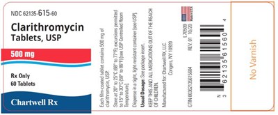 Principal Display Panelndc 62135-615-60clarithromycintablets, Usp500 mgrx Only60 Tablets (Clarithromycin Tablets 04)