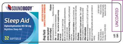 Sleep Aid Label (Soundbody Sleep Aid Diphenhydramine HCl 50mg 1)