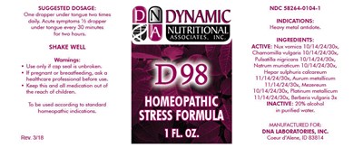 d98-01.jpg PRINCIPAL DISPLAY PANEL - 1 FL. OZ. Bottle Label - d98 01