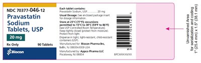 pravastatin-20mg-90s.jpg 20 mg, 90 ct Bottle Label - pravastatin 20mg 90s