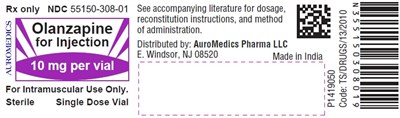 olanzapine-fig1.jpg PACKAGE LABEL-PRINCIPAL DISPLAY PANEL - 10 mg per vial – Container Label - olanzapine fig1