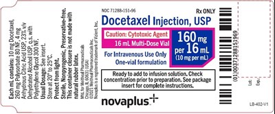 Principal Display Panel – Docetaxel Injection, USP 16 mL Vial Label - 160mg vial np