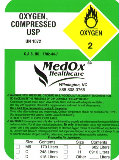 Compressed Oxygen Label (Comp)