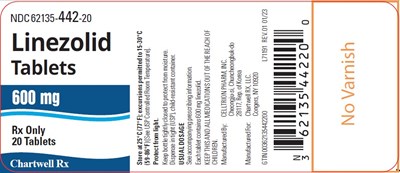 linezolid-tablets-20s-label.jpg Linezolid Tablets 600 mg – NDC 62135-442-20 - 20 Tablets Bottle Label - linezolid tablets 20s label