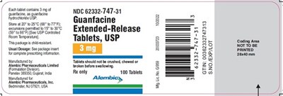 100 tablets - guanfacine 3 mg