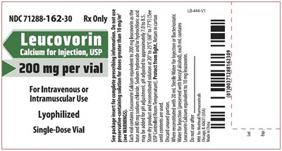 leuco-vial-200mg-v3.jpg PRINCIPAL DISPLAY PANEL – Leucovorin Calcium for Injection, USP 200 mg Vial Label - leuco vial 200mg v3