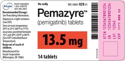 pemazyre-4.jpg Pemazyre (pemigatinib) 13.5mg Tablets - 14 Tablet Bottle Label - pemazyre 4
