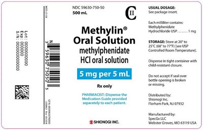 methylin-oral-solution-2.jpg PRINCIPAL DISPLAY PANEL - 5 mg per 5 mL Bottle - methylin oral solution 2