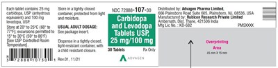 carbidopa-levodopa-tablets-usp-25mg-100mg-30s.jpg Carbidopa and Levodopa Tablets, USP 25 mg/100 mg - NDC 72888-107-30 - 30 Tablets Bottle - carbidopa levodopa tablets usp 25mg 100mg 30s
