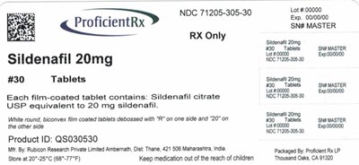 71205-305-30 (Sildenafil Tablets Usp 20mg 90 Label)