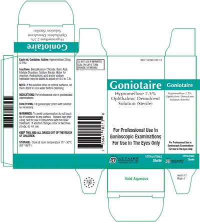 goniotaire-01.jpg PRINCIPAL DISPLAY PANELNDC 59390-182-13Goniotaire Hypromellose 2.5% Ophthalmic Demulcent Solution (Sterile)½ fl oz (15mL)sterile - goniotaire 01