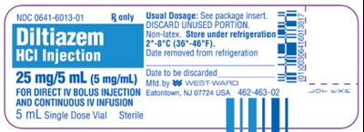 Diltiazem HCl Injection 25 mg/5 mL (5 mg/ml) 5 mL Single Dose Vial (Diltiazem Hydrochloride Injection 3)