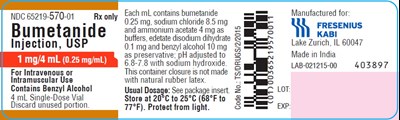 Principal Display Panel – Bumetanide 1 mg/4 mL Vial Label (Bum01 0000 03)