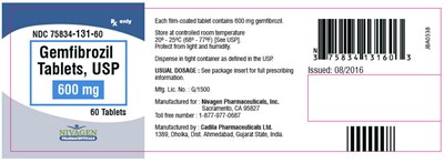 gemfibrozil-02.jpg PRINCIPAL DISPLAY PANEL - 600 mg Tablet Bottle Label - gemfibrozil 02