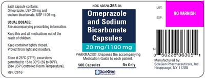 Omeprazole And Sodium Bicarbonate Capsules 20 mg/1100 mg-500 Capsules Label (Omeprazole 20mg 500cap)