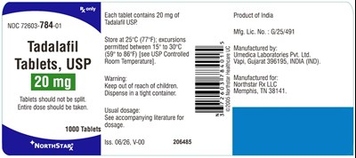 "image Description" (Tadalafil 20mg 1000s Bottle Label)