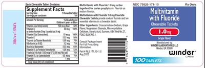 MVT1.0mg.jpg Multivitamin with Fluoride Chewable Tablets 1.0 mg 100 count - MVT1.0mg