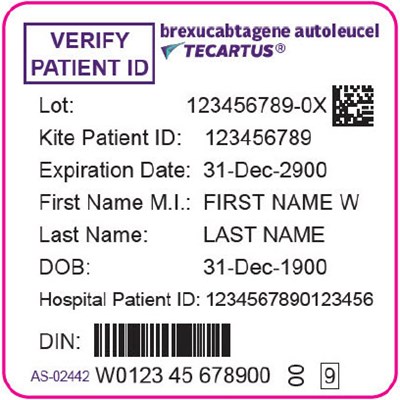 PRINCIPAL DISPLAY PANEL - 68 mL Bag Label - Patient - brexucabtagene 03