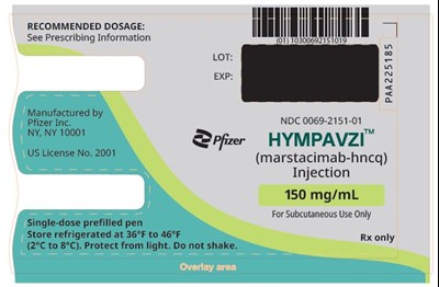 HYMPAVZI-01.jpg PRINCIPAL DISPLAY PANEL – 150 mg/mL Prefilled Pen - HYMPAVZI 01