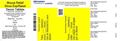 Mucus Releif Sinus Exp/nasal Decon Tablets (Major 44 542 1)