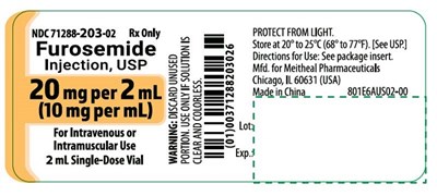 fur05-0001-02-v2.jpg PRINCIPAL DISPLAY PANEL – Furosemide Injection, USP 20 mg per 2 mL Container Label - fur05 0001 02 v2