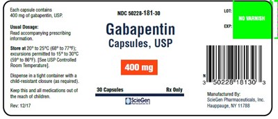 Gabapentin Capsules, USP 400 mg - 30 capsules label - gabapentin 400mg 30cap