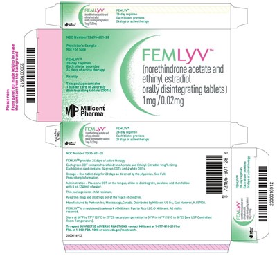 image-12.jpg Femlyv (norethindrone acetate and ethinyl estradiol orally disintegrating tablets) 1mg/0.02mg Physician's Sample carton label - image 12