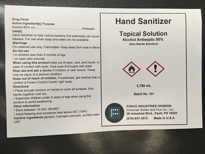 3780 mL Label (3780mlndc76625 900 01a)
