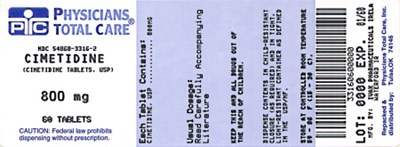 Cimetidine Tablets 800mg package label - 3316