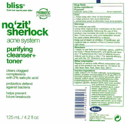 Bliss No Zit Sherlock3 Label (Bliss No Zit Sherlock3)