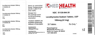 levothyroxine-sodium-tablets-usp-6.jpg PRINCIPAL DISPLAY PANEL - 0.1 mg - 100 TABLETS - levothyroxine sodium tablets usp 6
