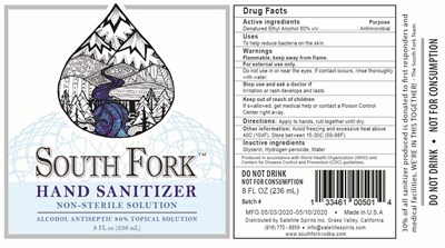 236 mL Label (South Fork Sanitizer 236ml 8oz)