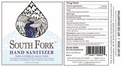 750 mL Label (South Fork Sanitizer 750ml)