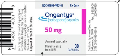50 mg 30 Ct Label (Ongentys Opicapone Capsules 3)