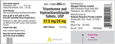 triamterene-hctz-tabs-usp-37pt5mg-25mg-1000s.jpg Triamterene and Hydrochlorothiazide Tablets, USP 37.5mg/25 mg - NDC 72888-094-00 - 1000s Label - triamterene hctz tabs usp 37pt5mg 25mg 1000s