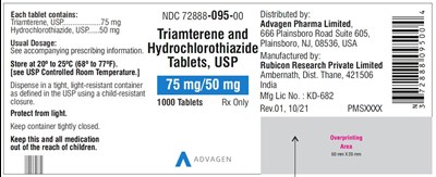 triamterene-hctz-tabs-usp-75mg-50mg-1000s.jpg Triamterene and Hydrochlorothiazide Tablets, USP 75mg/50 mg - NDC 72888-095-00 - 1000s Label - triamterene hctz tabs usp 75mg 50mg 1000s