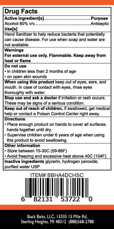 Buck Baits118 ml Back bottle w cap - Buck Baits Hand Sanitizer Back Lable 118 ml bottle wtih cap2 Artboard 3