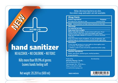 No Alcohol No Cholrine No Toxic  Kills More Then 99.9% Of The Germs  Leaves Hands Feeling Sof (Nobug 600ml)