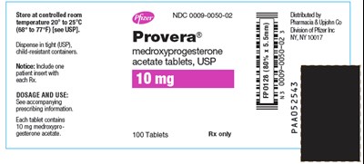 provera-08.jpg PRINCIPAL DISPLAY PANEL - 10 mg Tablet Bottle Carton - provera 08