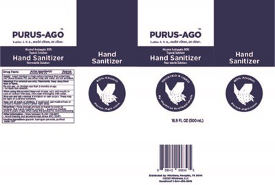 Full Label For 499.79 mL Hand Sanitizer (Purusago16ozv3)