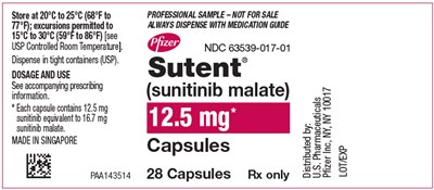 sutent-09.jpg PRINCIPAL DISPLAY PANEL - 12.5 mg Capsule Bottle Label - sutent 09