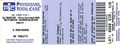 Glyburide Metformin 2.5 mg/500 mg Label (5148)