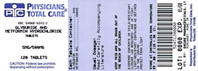 5243.jpg Glyburide Metformin 5 mg/500 mg label - 5243