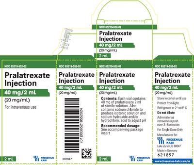Principal Display Panel – Pralatrexate Injection 40 mg/2 mL – Carton (Pra09 0000 06)