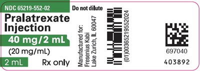 Principal Display Panel – Pralatrexate Injection 40 mg/2 mL – Vial Label (Pra09 0000 07)