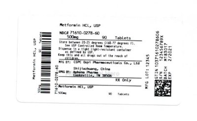 Bottle Label 500 mg (71610 0278 60)