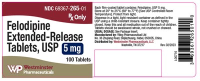felodipine-03.jpg PRINCIPAL DISPLAY PANEL - 5 mg Tablet Bottle Label - felodipine 03